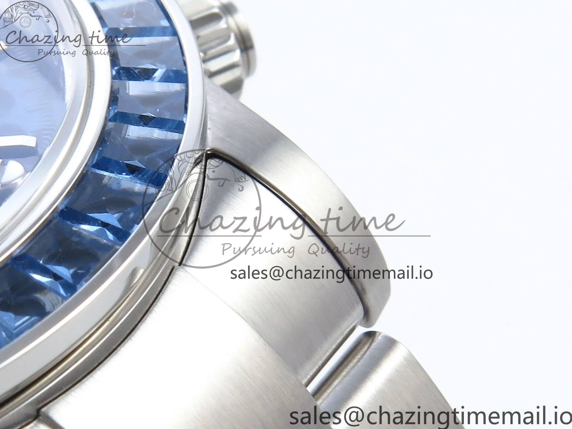 0124 Daytona Artisans SS GETF Best Edition Blue Skeleton Dial Diamonds Bezel on SS Bracelet DD Sleek 371